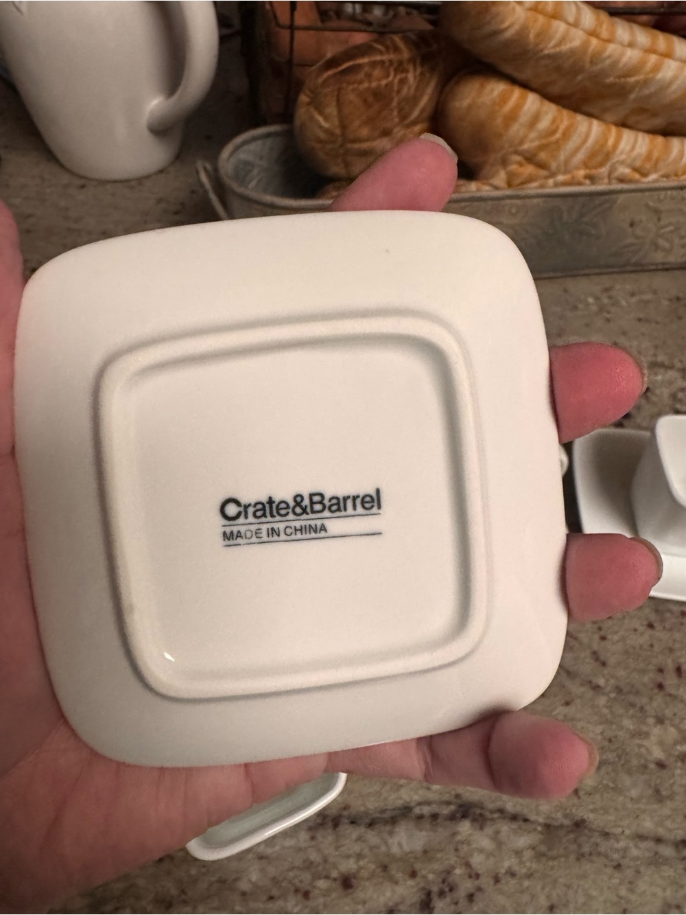 Crate&Barrel White Square Porcelain Espresso Cup & Saucer Trio - Picture 4 of 7